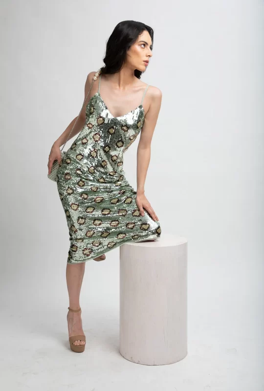 Amanda Cami Strap Dress – Green Lily