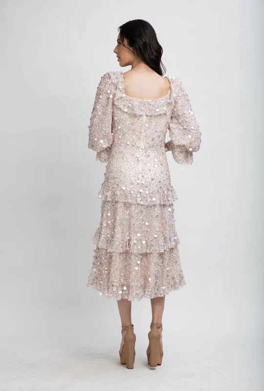 Adara Long Sleeve Frill Dress – Blush